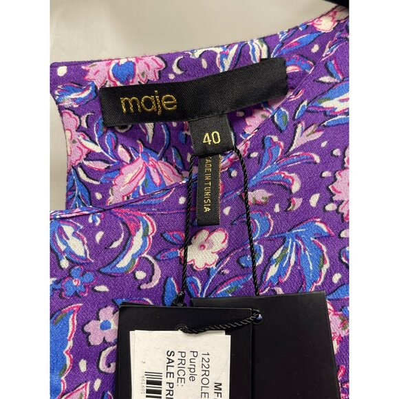 Maje Floral Ruched Cut Out Mini Dress Size 40 Large NWT - Picture 10 of 11